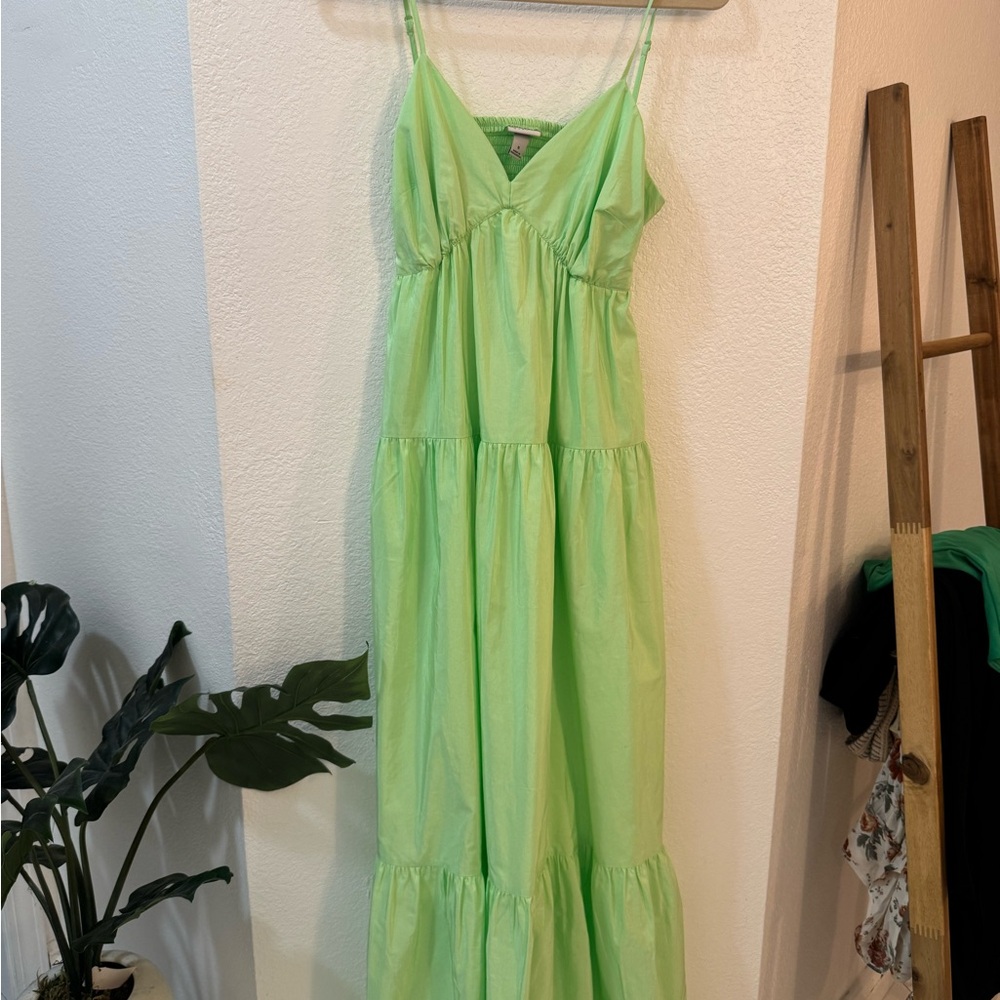 a new day Lime Green Tiered Spaghetti-Strap Maxi Dress